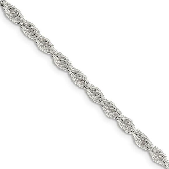 3.75mm Sterling Silver Solid Loose Rope Chain Necklace 16 Inch